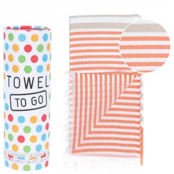 TOWEL TO GO Bali Hammam Towel Orange/Beige, With Recycled Gift Box 1 TOWEL TO GO Bali Hammam Towel Orange/Beige, With Recycled Gift Box