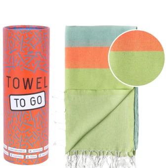 TOWEL TO GO Neon Hammam Towel Green/Blue, With Recycled Gift Box 1 TOWEL TO GO Neon Hammam Towel Green/Blue, With Recycled Gift Box