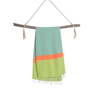 TOWEL TO GO Neon Hammam Towel Green/Blue, With Recycled Gift Box 2 TOWEL TO GO Neon Hammam Towel Green/Blue, With Recycled Gift Box – Bild 2