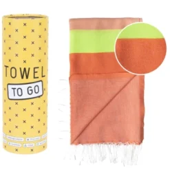 TOWEL TO GO Neon Hammam Towel Red/Pink, With Recycled Gift Box